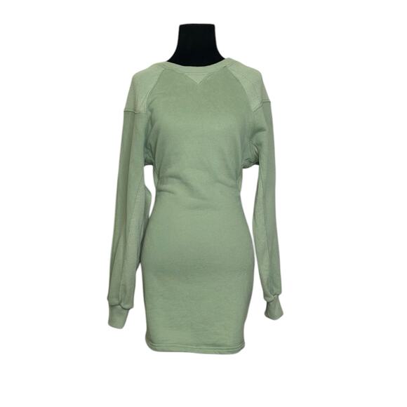 EVNL green long sleeves open back mini dress size Small - Picture 1 of 16